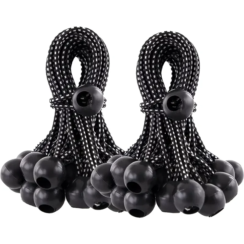 4m White Woven Latex Tie Down Elastic Rope With Ball Strong Wear-Resistant Thick Rope Printing Logo Elastic Rope Industrial