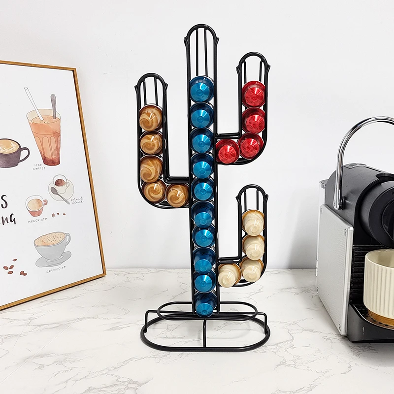 Бытовая стойка для кофейных капсул Nespresso чашек металлическая 46 штук большая емкость хранения