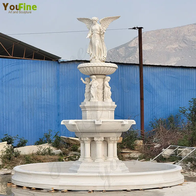 3 Tiers Outdoor White Stone Marble Garden Water Fountain
