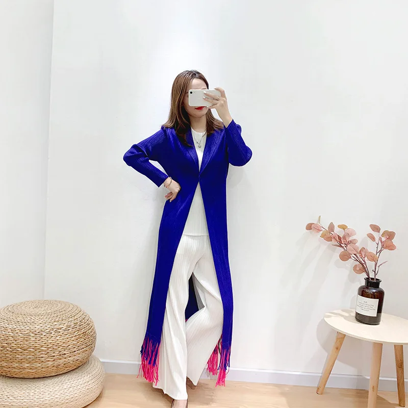 plus size coats Solid color coats for ladies Summer thin fringed long coat 2023