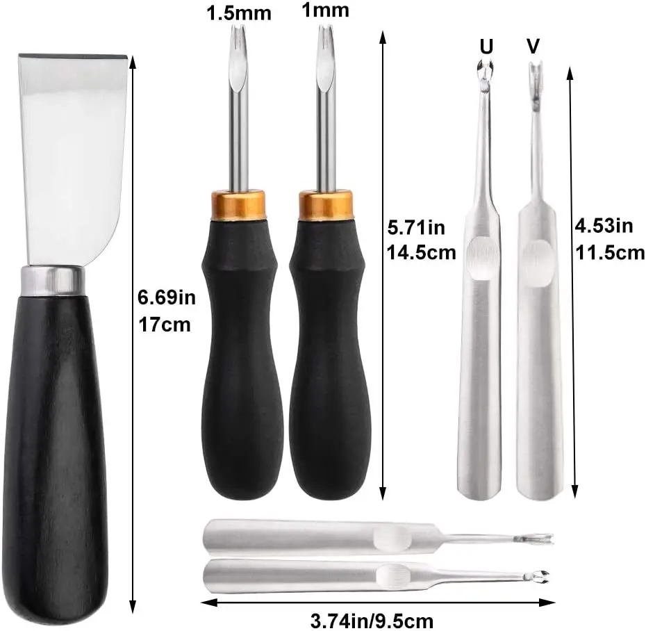 Leather Edge Beveler Leather Cutting Knife Skiving Knife U V Shaped Stitching Groover Leather Tools