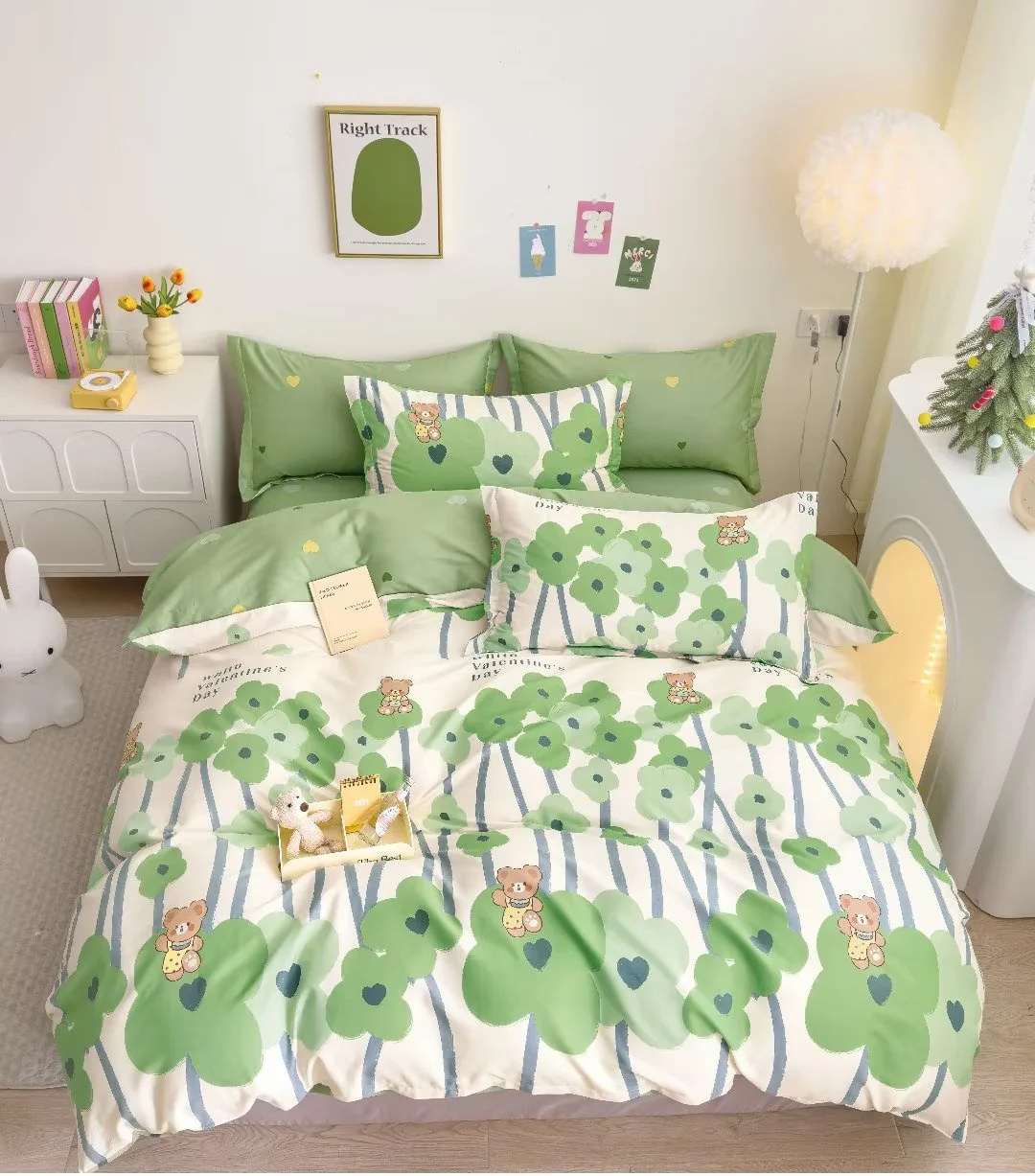 new design western design 100% cotton pigment printed comforter set modern style bed cover 4Pcs plant bed linen for home