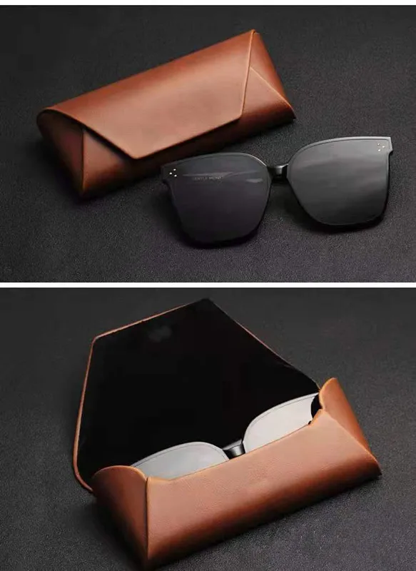 wholesale custom logo luxury leather sunglasses case handmade  crush resistance sunglass box packing
