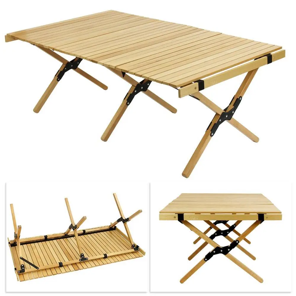 Tianye New Fashion Outdoor Garden High Quality Picnic Portable Beech Wood Folding Egg Roll Camping Table