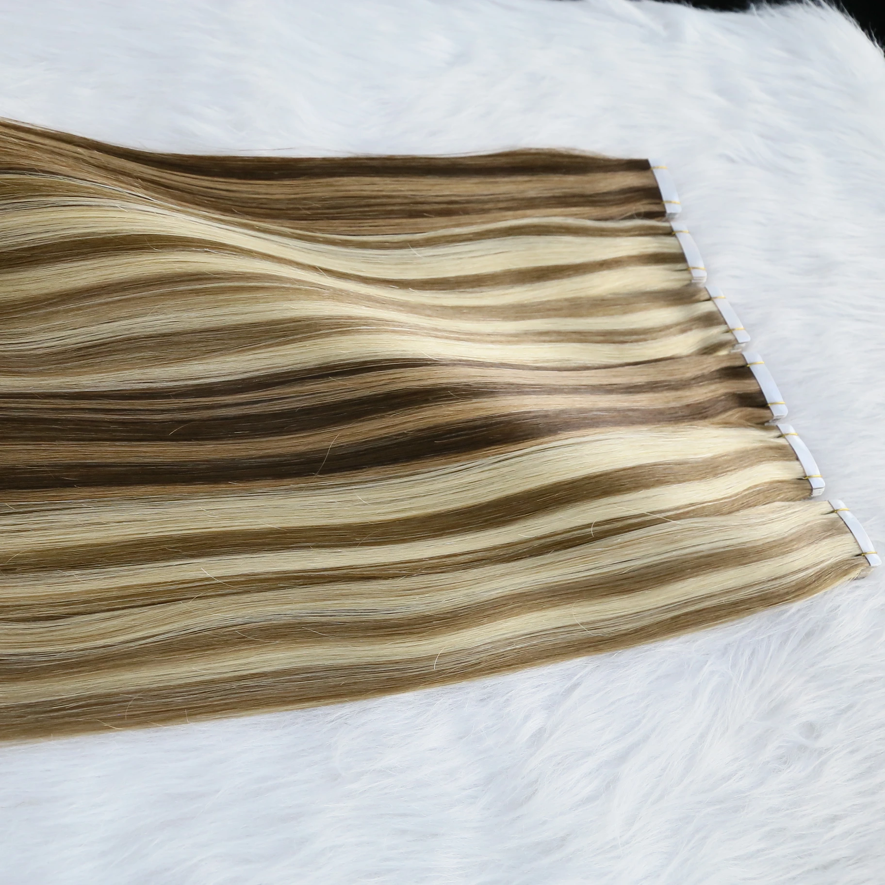 Wholesale  Top Quality Brazilian  Cuticle Virgin Remy Hair  Piano Colors Tape In Hair For Luxury Brand