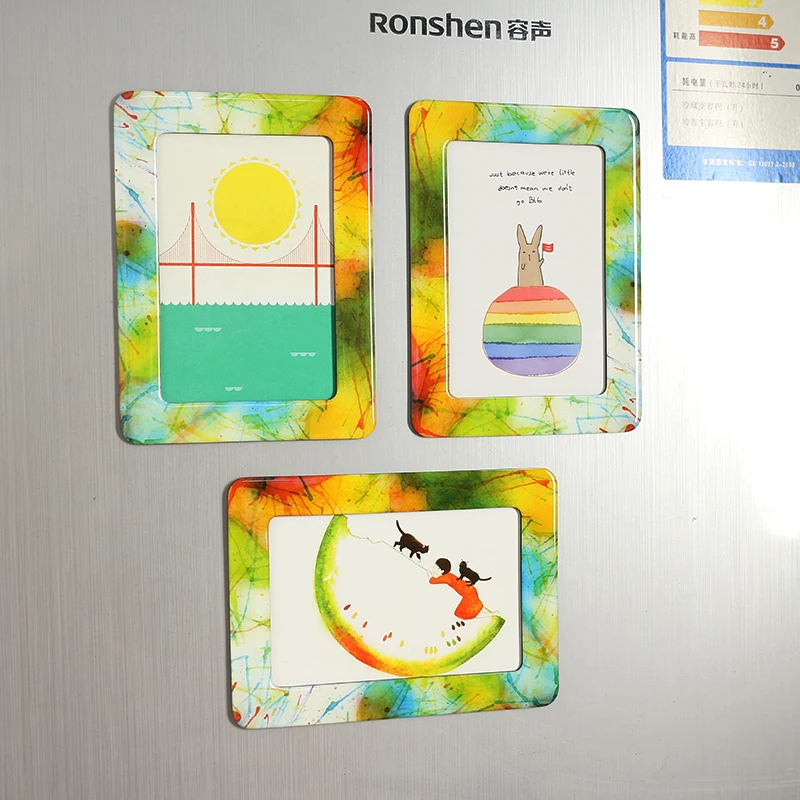 Custom 5 x 3 Inch Fridge Photo Frame Magnets wholesale Lovely Colorful Retro Cartoon Fridge Magnet Magnetic Picture frame