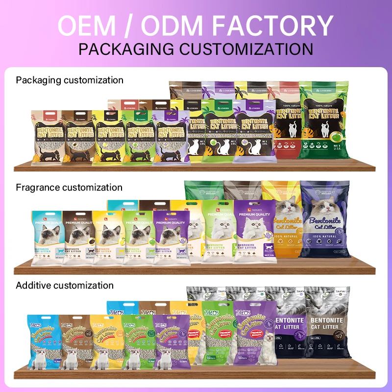 OEM ODM Factory 1-3.5mm 10L Ball shaped Dust Free cat sand clumping colour granule Bentonite Clay Cat sand Litter