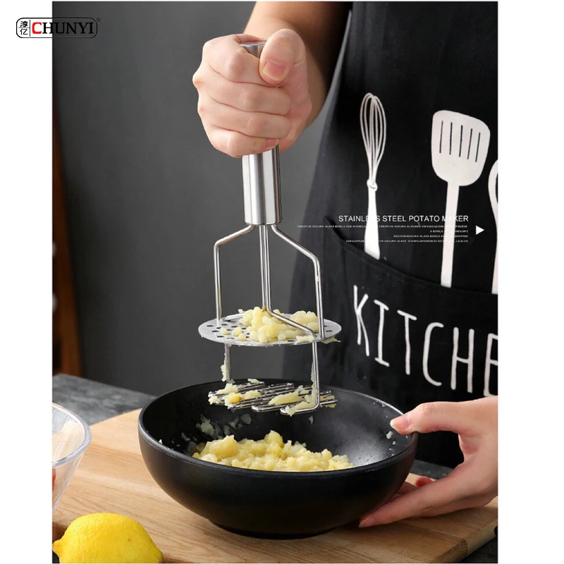 Kitchen Accessories Mash Potato Bean Avocado Vegetable Stainless Steel Double Layer Wire Potato Masher
