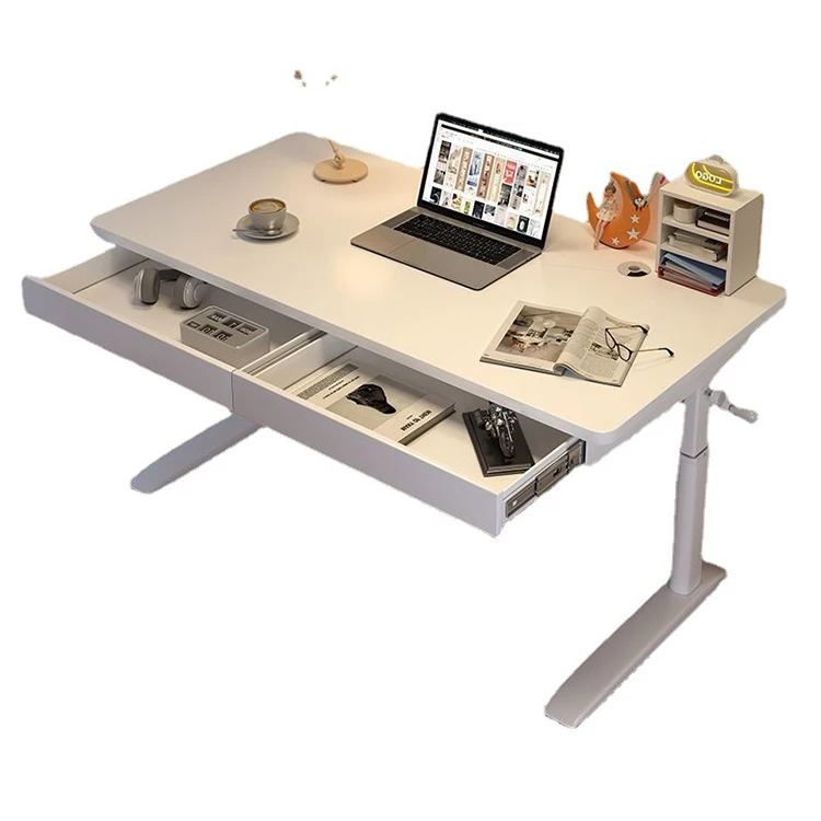 china customized white wooden manual height adjustable computer gaming desk lifting coffee table with storage for living room