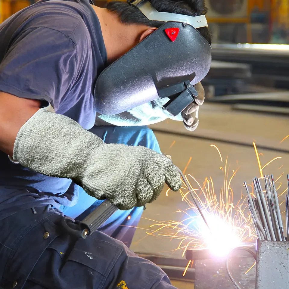 Natural White Loop Pile Cotton Terry Knit Gloves with Long Cuff for Heat Resistant Protecting Safety of Workers Mechanic Welders