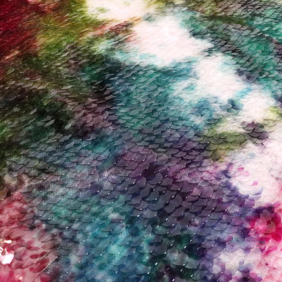 Tie Dyed 5mm Transparent Sequin Fabric Sequin Lace Fabric African Spangle Embroidery for Women Dress
