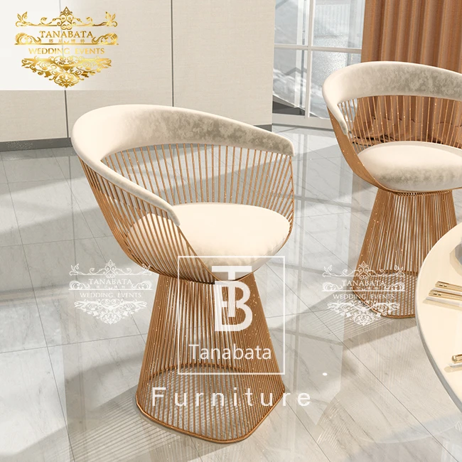 Modern Stainless Steel Upholstered Dining Chairs With Arms