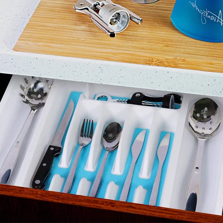 
Food Contact Safe BPA Free Plastic Kitchen Drawer Organizer Expandable Cutlery Tray 