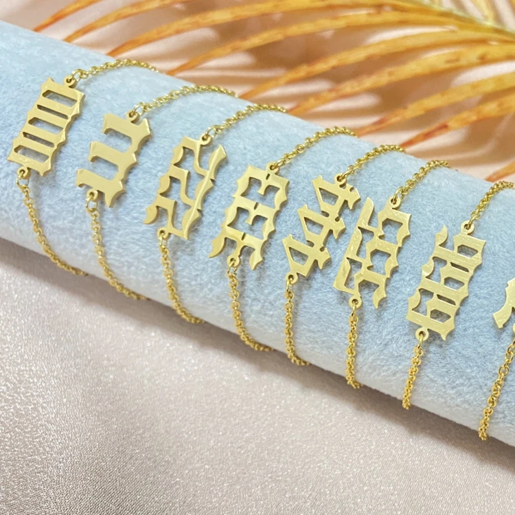 Stainless Steel Angel Number bracelet 111 222 333 444 555 666 777 888 999 For Women Men Lucky Number Chain bracelet Jewelry