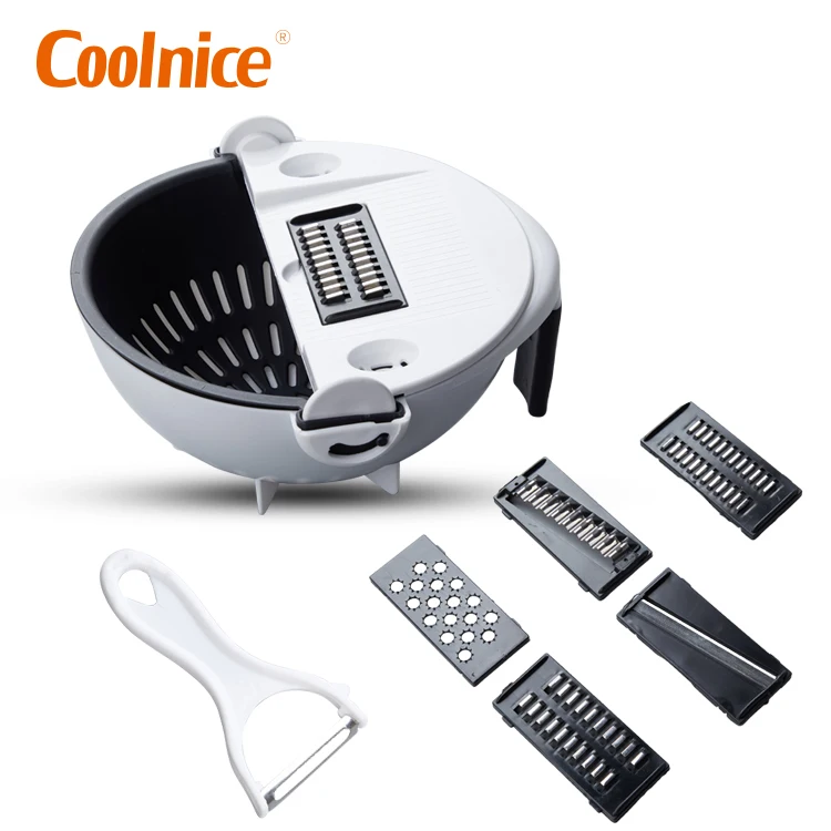 2021 10 pc set  Vegetable Chopper Multi Blade Adjustable Fruit Peeler Grater  Slicer Vegetable Slicer Cutter with colander