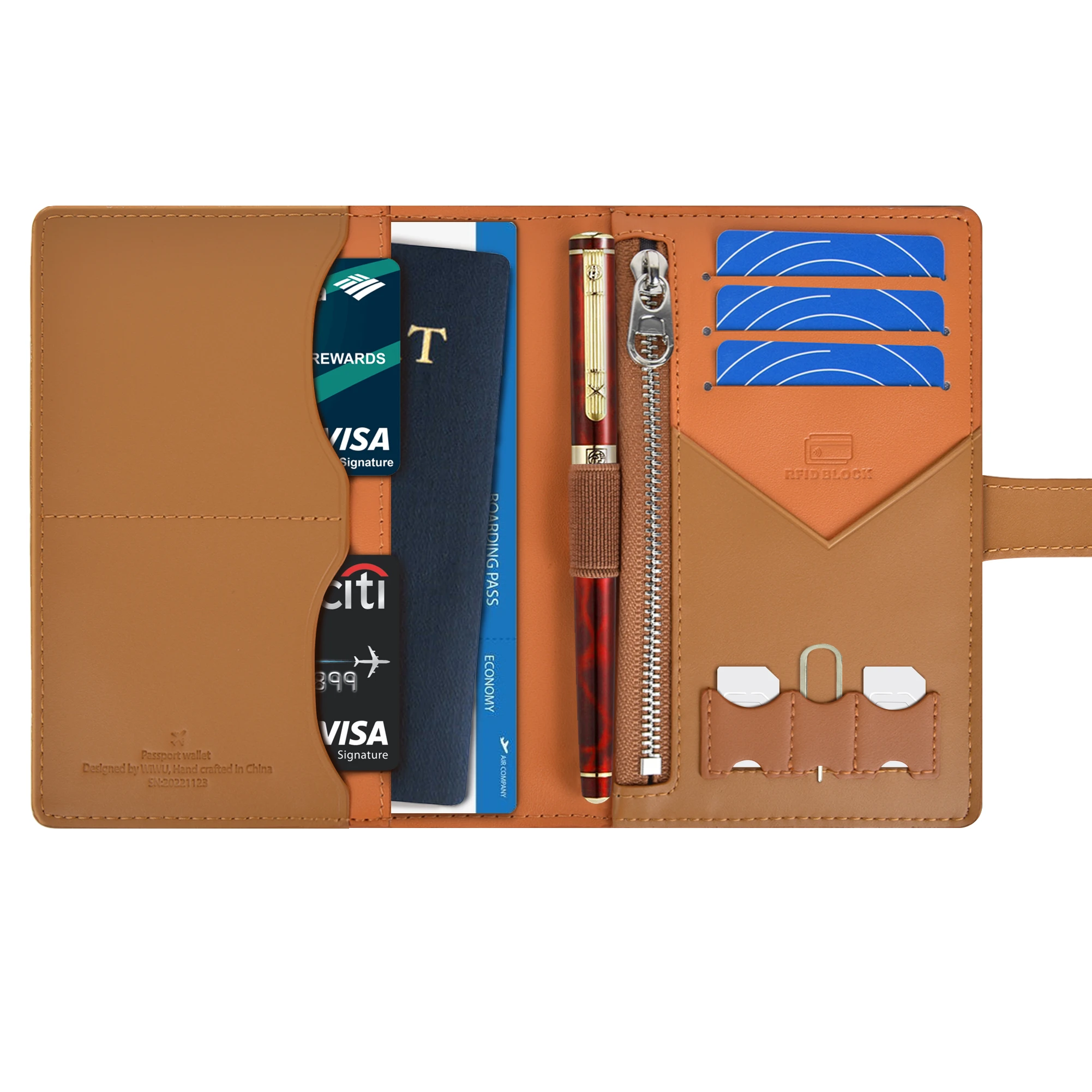 WiWU Wholesale Multi-purpose Passport Pouch PU leather Travel Wallet pouch with card slot passport cover case bag