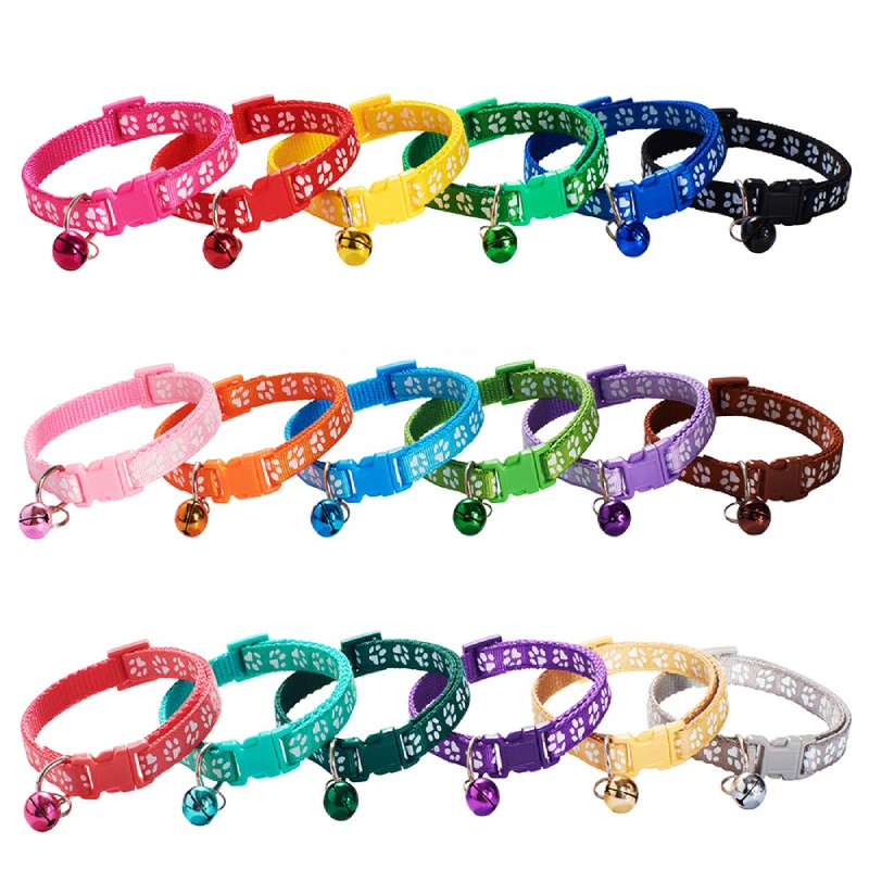 Newest Design Printed Small Pets Dogs Puppy Collars Adjustable Customized Pet Cat Breakaway Collar With Bell
