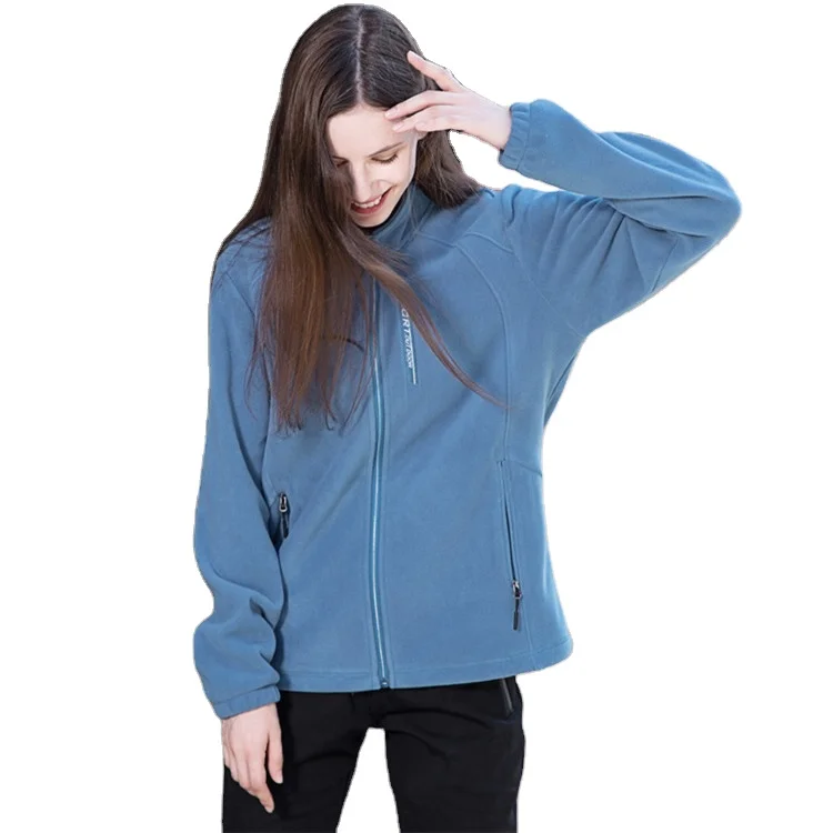 2021 Winter Custom Logo Fashion Casual Stand Collar Zipper Jacket Light Weight Women Polar Fleece Jacket