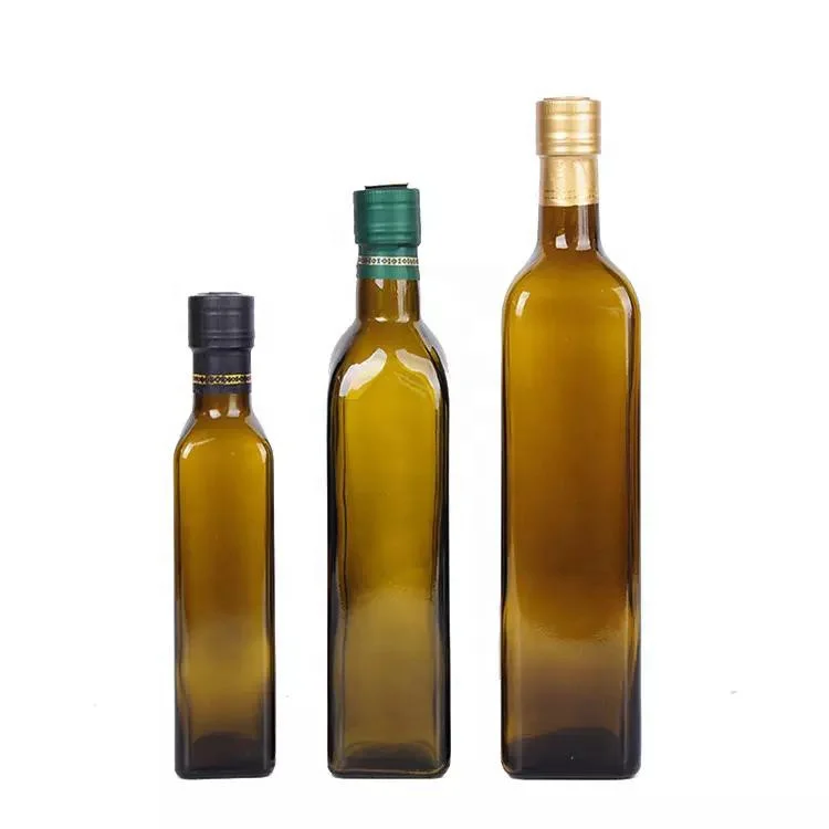250ml 750ml Amber Square Shape Empty Marasca Olive Oil Glass Bottle 500 ml