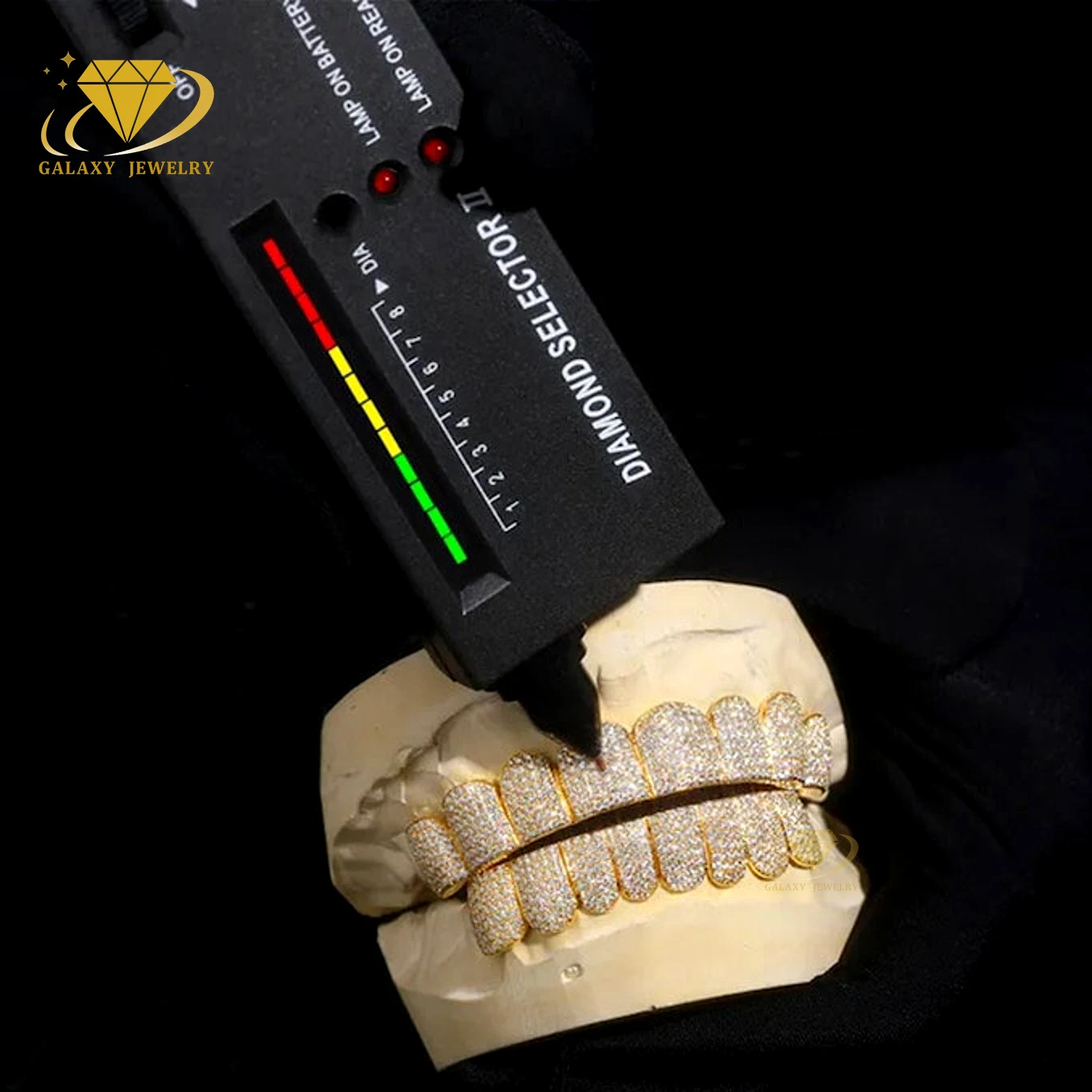 Hip Hop Teeth Jewelry Custom Dental Grillz VVS Moissanite 10 on 10 Full Bust Down Colorful CZ Diamonds Iced Out Shiny Grillz