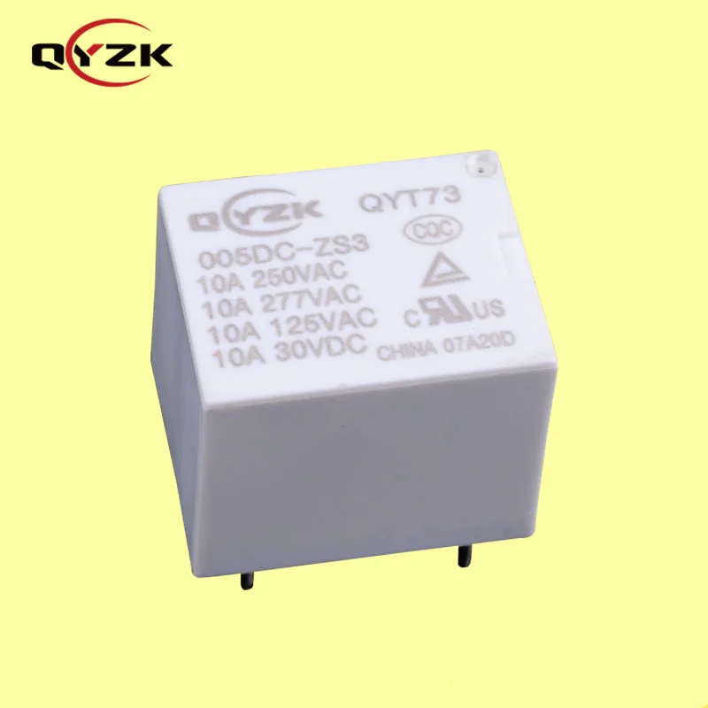 QYZK Free sample T73 load 10A 250VAC SPDT PCB 0.36W coil 5V group conversion 5-pin small low power relay for Office equipment