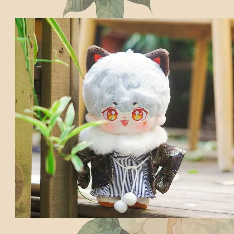 New 12cm long furry hair lovely 3D face girl plush idol doll with skirt