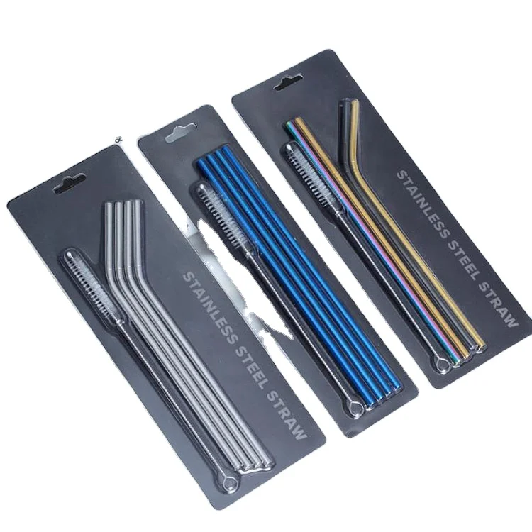 custom stainless steel metal reusable straw for drinking with free packing