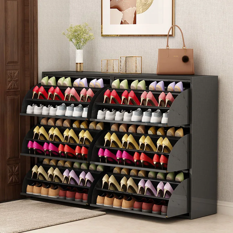 WIREKING High Quality Modern Multi-Layer Storage Shoe Rack Slim Flip Out Shoe Cabinet Living Room Furniture