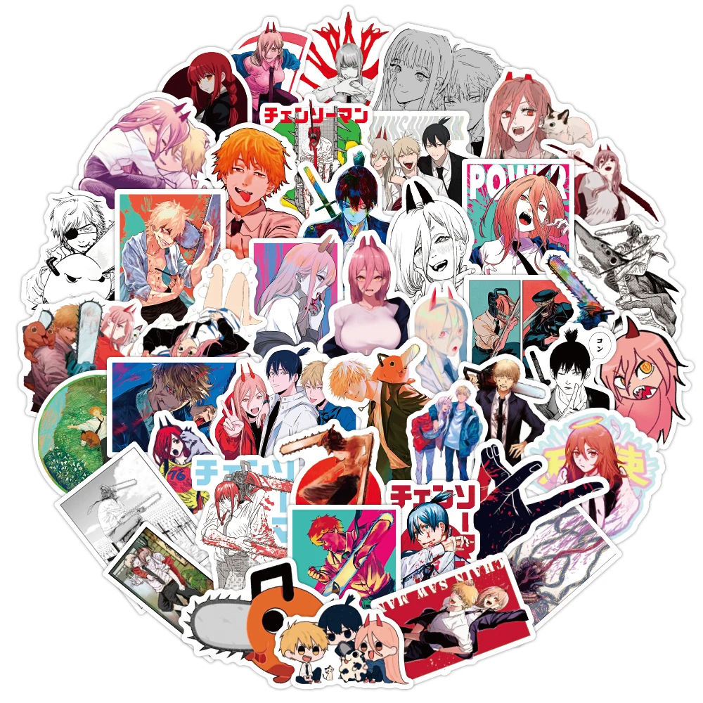e-50pcs Japanese anime chainsaw series graffiti stickers packs for car motorcycle suitcase guitar notebook wholesale