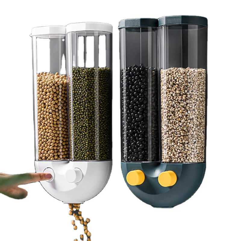 Ящик для хранения цельного зерна кухонный настенный резервуар влагостойкий герметичный прозрачный push-type ящик