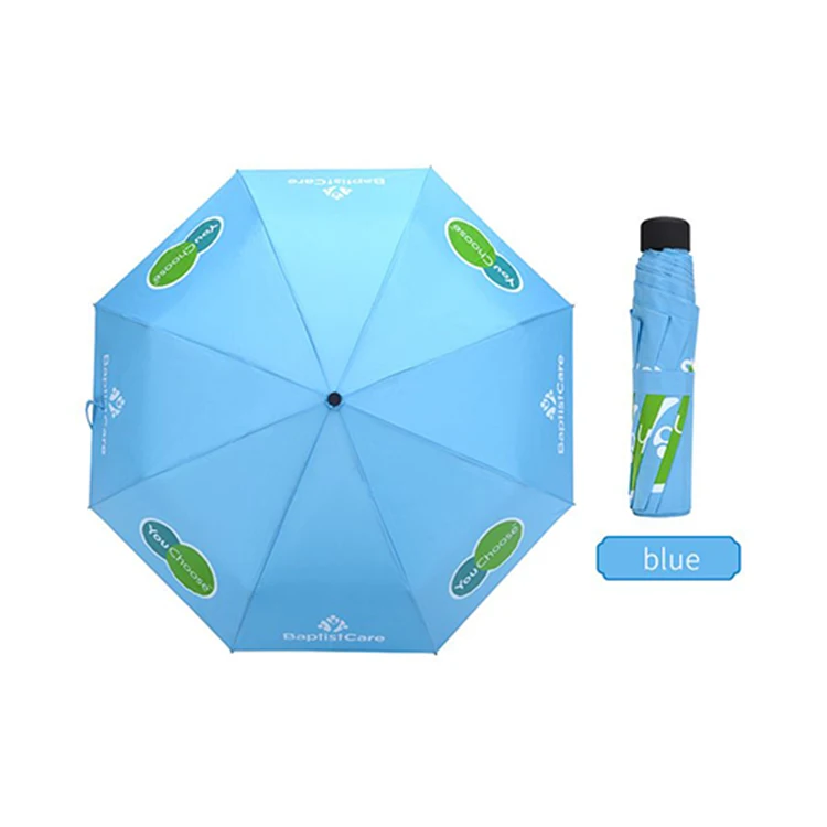 21 inch Promotional cheap price 3 folding umbrella light weight give away hotel gift umbrella for rain