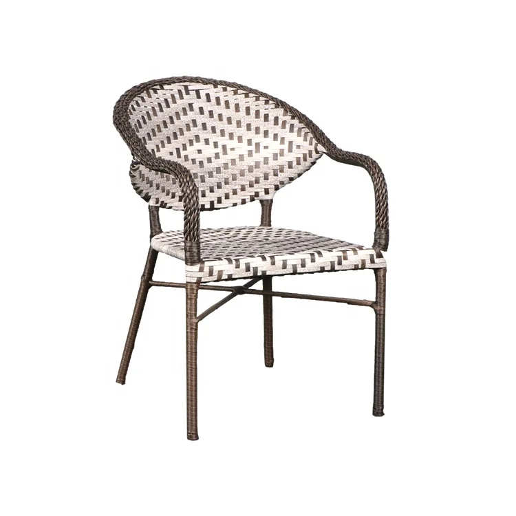 Rattan Outdoor Restaurant Garden Parisian Bistro Dining Stackable Chairs French Style Rattan Bistro Table And Chair Outdoor - Bu