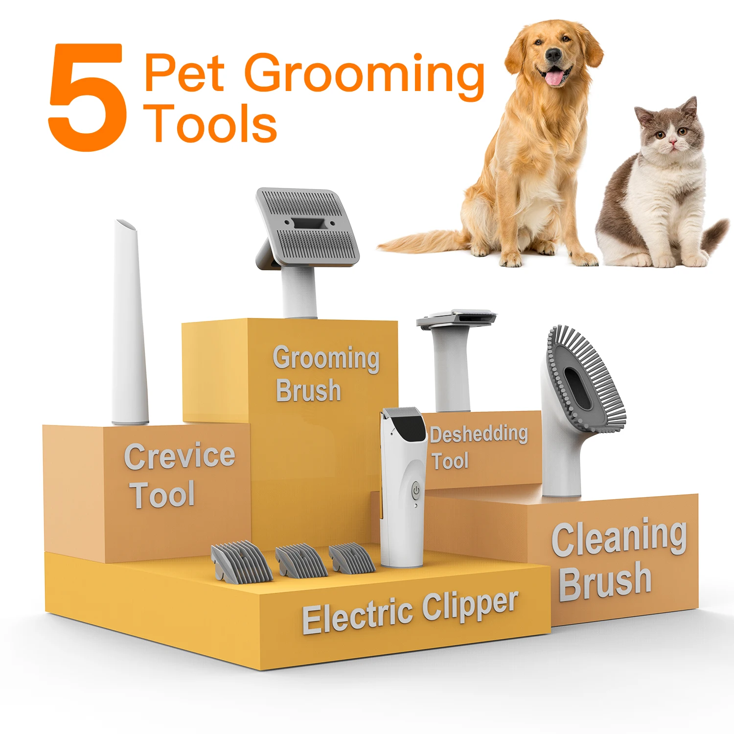 AIRROBO USA Germany Ship Pet Grooming Vacuum Dogs Cats Hair Clipper 5 in 1 Pet Grooming Kit With Comb Trimmer Cleaning Brush
