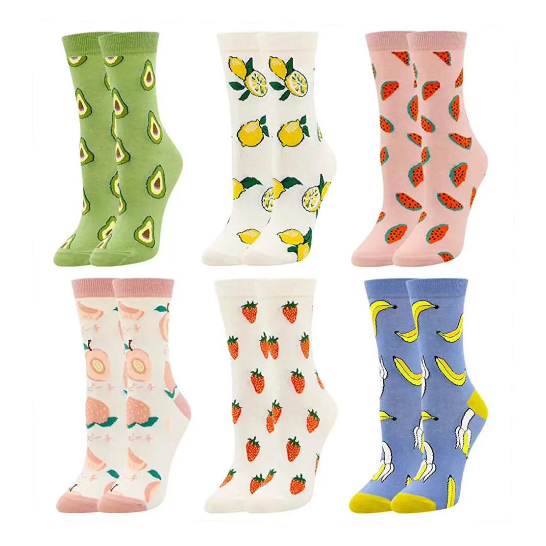 Women Girls Novelty Funny Crew Socks Crazy Cute Animal Food Design Socks Cotton Sock Packaging Gift