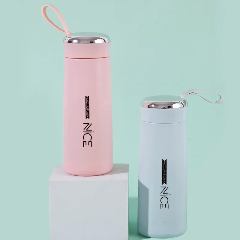 BPA free Double Wall  400ml Glass Water Bottle With Portable Rope blue glass water bottle wholesale