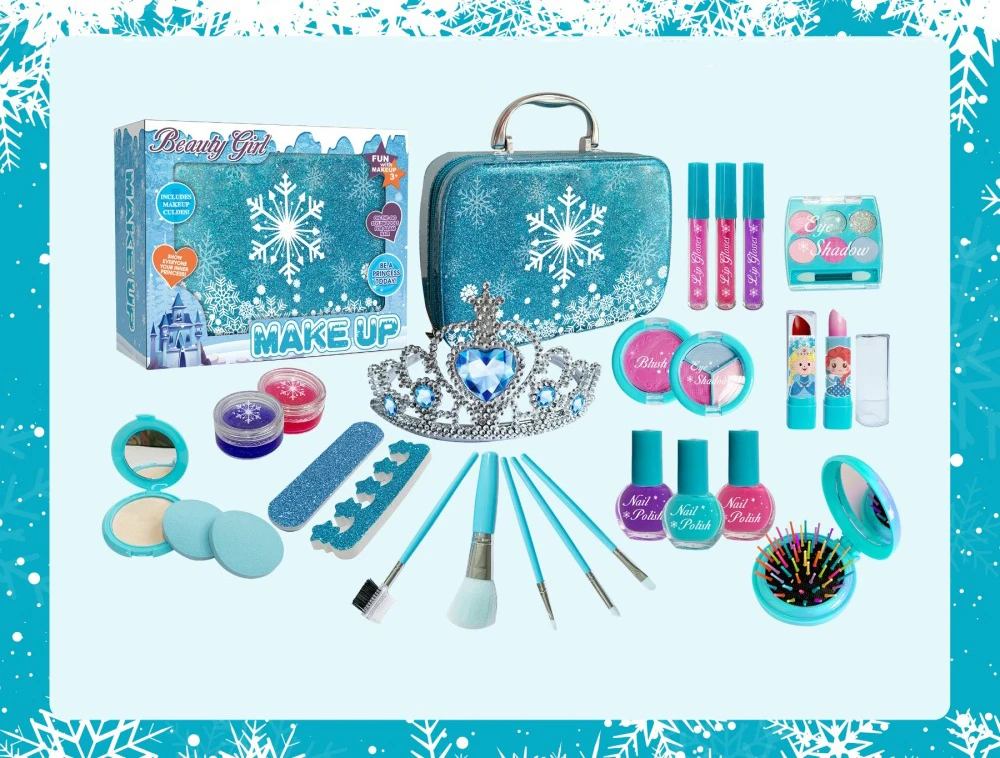 Girls Pretend Princess Cosmetics Kit Bag Non Toxic Preschool Kids Real Toys Make Up Set for Wholesale
