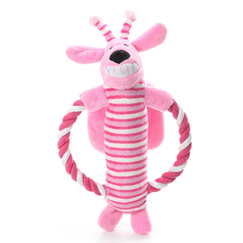 Custom Design Plush Dog Toys Durable Pet Toys with Striped Cotton Rope Sustainable Features for Big Dogs and Small Animals