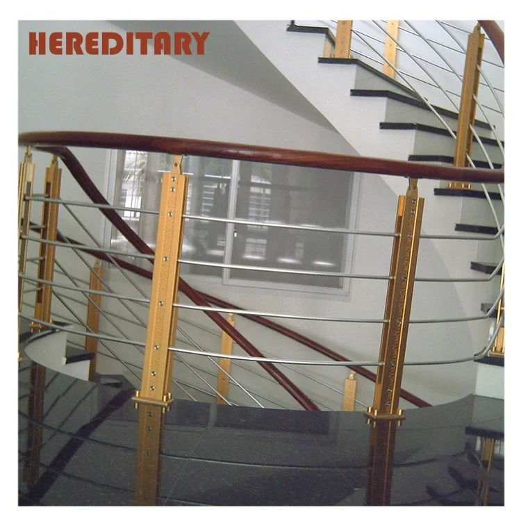 decorative brass aluminum staircase balustrade / glass baluster / rod balustrade