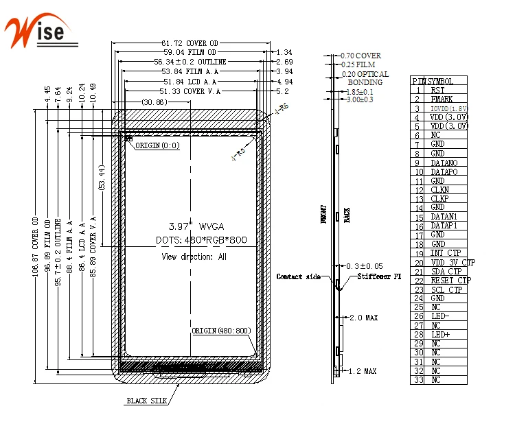 3 97-дюймовый 480 (RGB) X800TFT ЖК-дисплей с 40-контактным интерфейсным дисплеем Lvds и 97-дюймовым IPS TFT ЖК-модулем