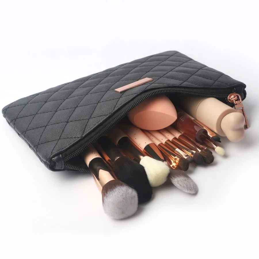 Розовая Удобная Водонепроницаемая Красивая квадратная мягкая портативная искусственная кожа на молнии многофункциональная Роскошная дорожная косметичка с пользовательским логотипом