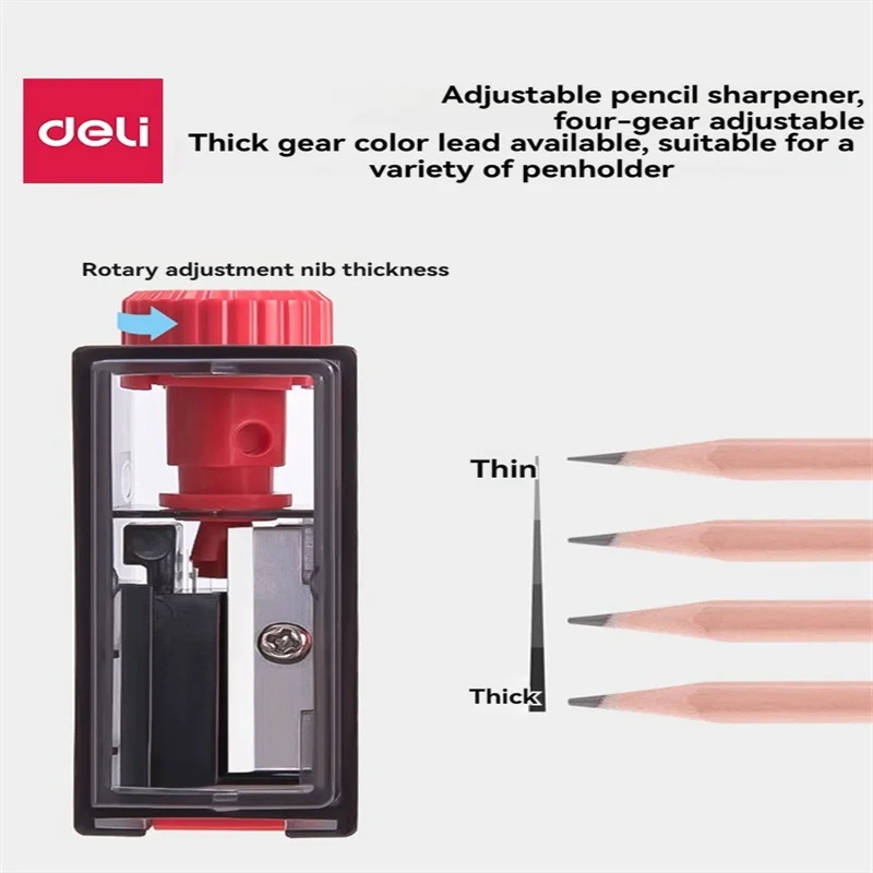 Deli 0531 Simple Style 48pcs Mini Portable Pencil Sharpener Pencil Capacity Adjustable Thickness Pencil Sharpener