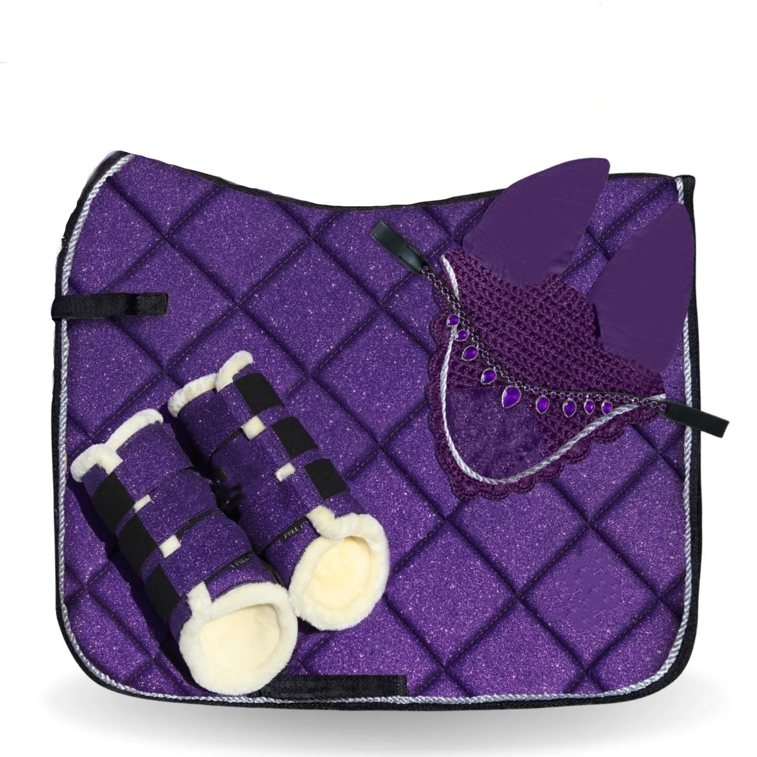 Custom  Amethyst Shining Sparkling  Horse Saddle Pad Breathable Cotton Inside Layer