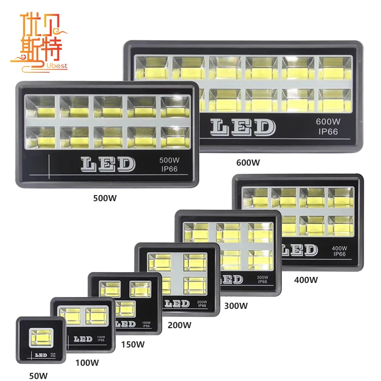 High Lumen Outdoor Aluminum IP65 Waterproof 50 100 150 200 300 400 500 600 W COB LED Flood Light
