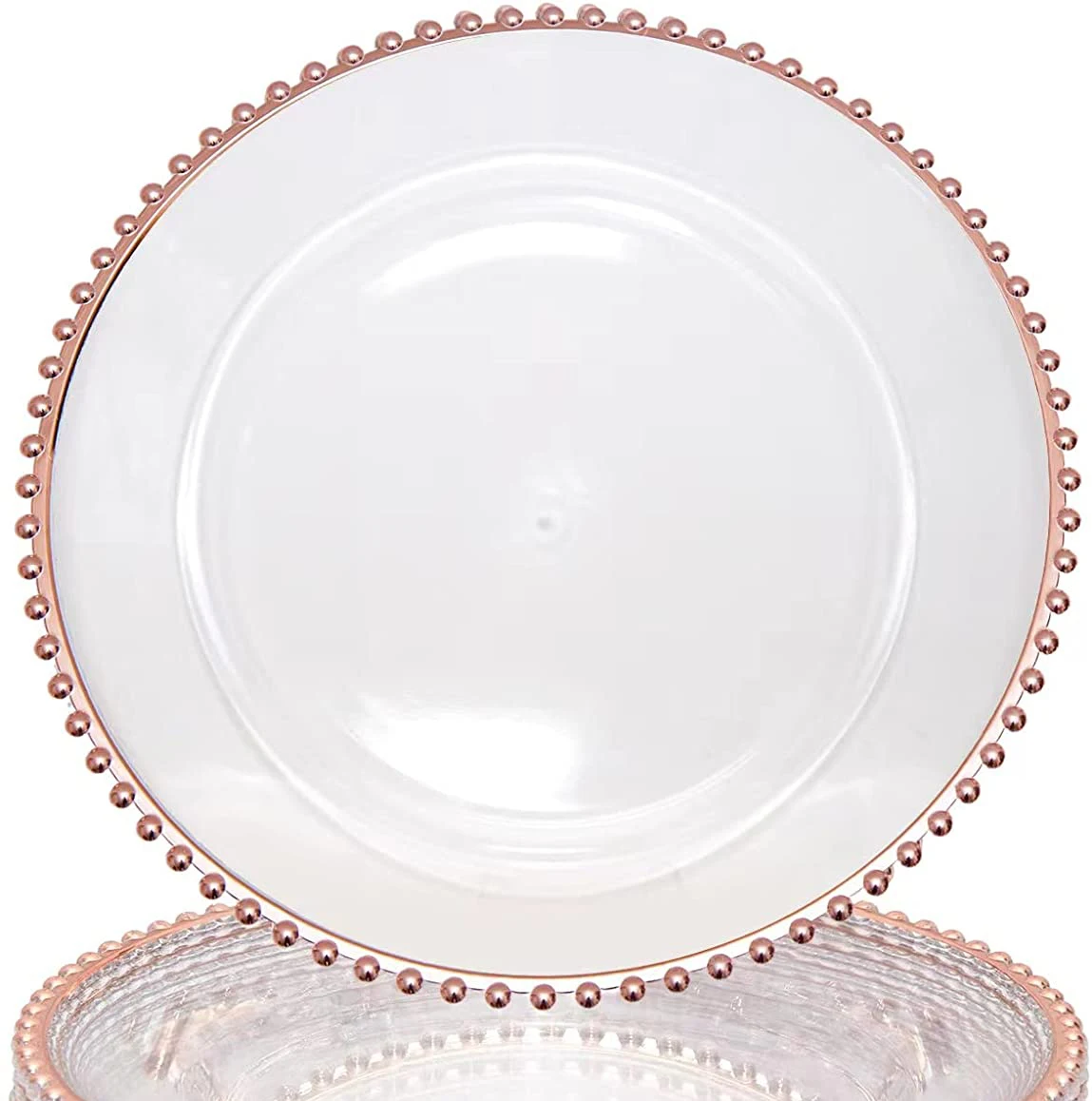 Factory Clssmic  plastic melamine plate clear beading rimmed charger plates wedding for restaurant tableware