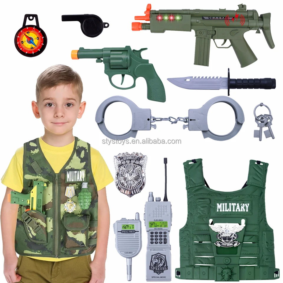 Deluxe Army Toys Costume Soldier Vest Army Role-playing Toys Military Toys for Boys Gift