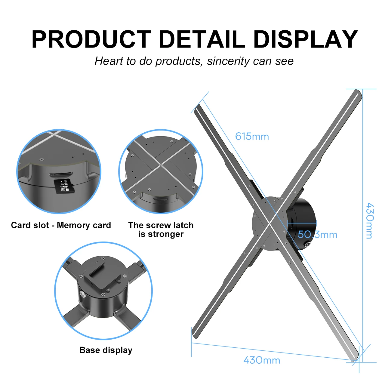 Hologram Fan Disk Top Led 3d Holigram Holographic Fan 56cm