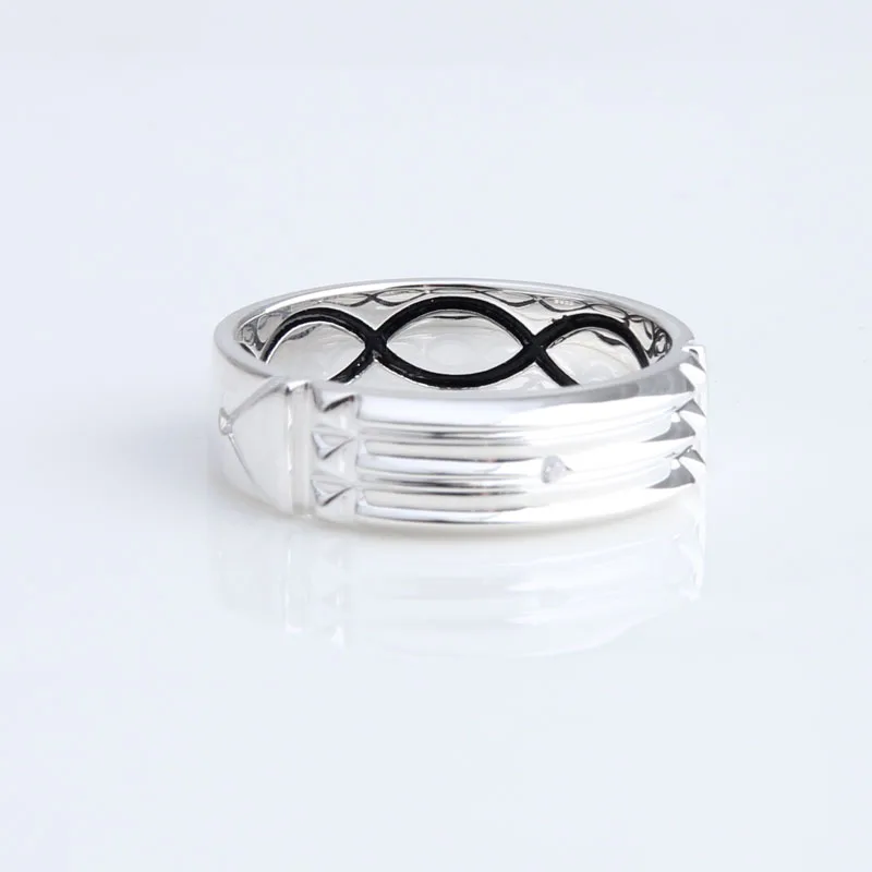 Hotsale wholesale 925 sterling silver two color atlantis wedding rings with zircon for man