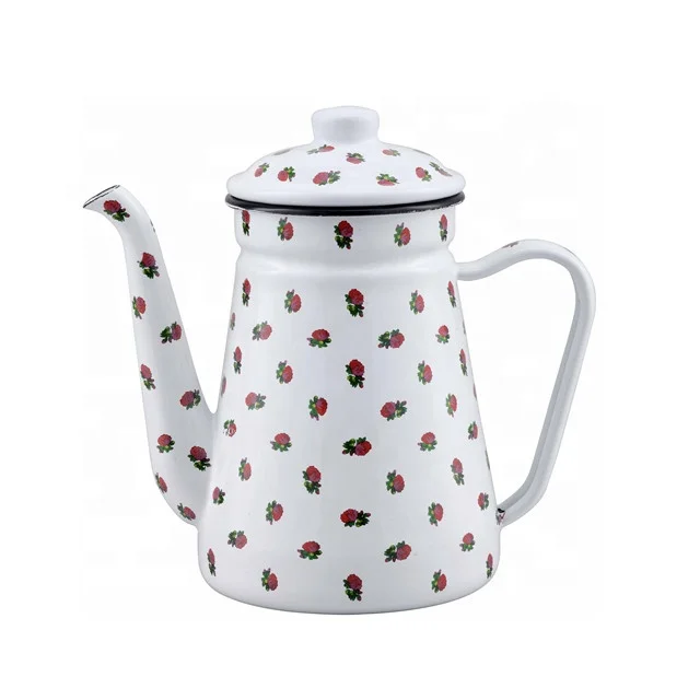 1.2L Enamel Coffee Pot Hand Tea Enamel Kettle Induction Cooker Gas Stove Universal Hand Water Teapot Vintage Home Decor Tools