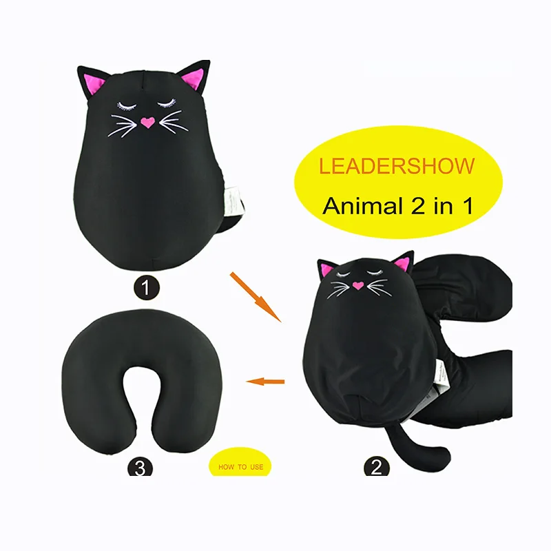 Custom Animal U shape Cushion Pillow  2 in 1 Soft Plush Toy Personalized Rest Travel Car Neck Pillow