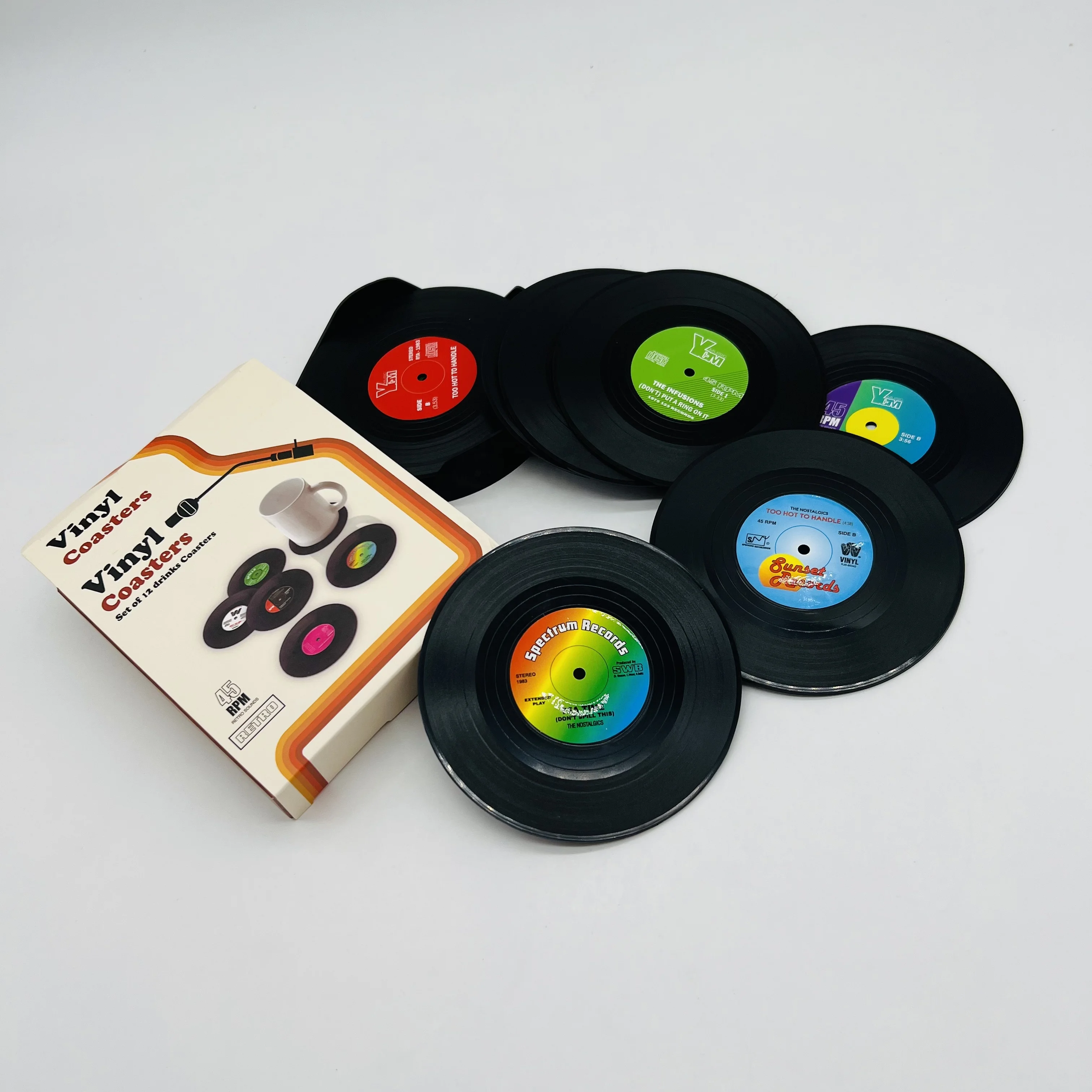 Set of 12 Conversation Piece Drink Vinyl Coaster Housewarming Hostess Gifts Wedding Decorations